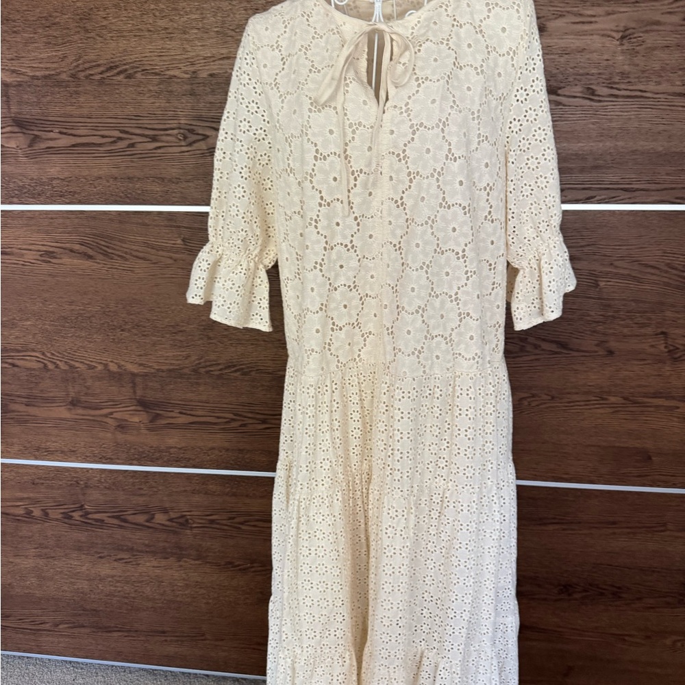 Little Lies x Anthropologie Broderie Eyelet Midi Dress Sz L - Picture 5 of 14